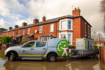 Environment Agency pump delivered during floods on the River Wye, caused by Storm Dennis, Wye Street, Hereford, UK. Taken during Storm Dennis, 17 February 2020.