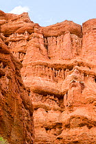 Rock face with sandstone and sedimentary conglomerate. Zhangye National Geopark, China Danxia UNESCO World Heritage Site, Gansu Province, China. 2018.