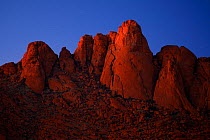 Alpenglow at sunset in the Spitzkoppe mountains, Damaraland, Namibia