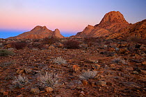 Rocky desert landscape in Spitzkoppe at dawn, Damaraland, Namibia, August