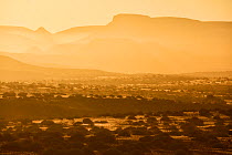 Sunrise in the rocky desert in Palmwag Conservancy, Damaraland, Namibia, August