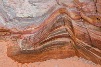 Sandstone layering, Valley of Fire State Park, Nevada, USA, February.