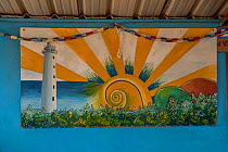 Mural depicting Cuban tree snail (Polymita sp.) in Maisi, Cuba March 2019