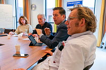 Intensivist doctor in a meeting with managers to monitor the response of the Jeroen Bosch Ziekenhuis to the Covid-19 pandemic. March 2020. EDITORIAL USE ONLY.