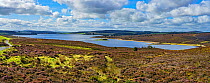 Llyn Brenig reservoir on Denbigh Moors used to manage flow in the River Dee in drought conditions to maintain water supply to North West England North Wales UK September 2019 222627
