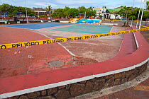 Puerto Ayora, during Covid-19 lockdown, deserted park, normally crowded with tourists and locals, Santa Cruz Island, Galapagos Islands April 2020