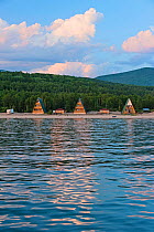 Khakusy , health resort with hot springs, located in the north of Buryatia Lake Baikal, Siberia, Russia. July.