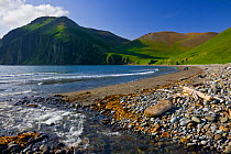 Landscape of Peschanaya Bay, Medny Island, Commander Islands, Russia.
