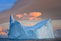 Iceberg from the Weddell Sea in Antarctica, grounded near South Georgia, Antarctica. October 2019.