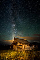 Milky Way over the Moulton Barn in Grand Teton National Park, Wyoming, USA. July 2015.