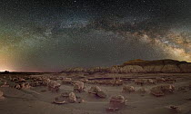 Alien Eggs rock formations under the Milky Way. Bisti / De-Na-Zin Wilderness Area of New Mexico