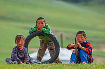 Nomadic Mongolian Children, in the backcountry of Mongolia. August 2005.