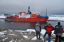 French Icebreaker L&#39;Astrolabe at Dumont D&#39;Urville station, Antarctica. March 2012