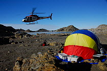 Helicopter landing at Geology Field Camp, Rauer Islands, Antarctica February 2007