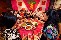 Morning tea brunch birthday celebration party in the famous Number 1 Guangzhou restaurant, Guangzhou, Guangdong, China November 2015.