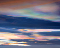 Nacreous clouds above Lake Myvatn, Iceland, February