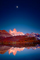 Mount Fitz Roy in Patagonia at sunrise. Los Glaciares National Park, Argentina.