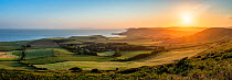 View from Heaven&#39;s Gate on Swyre Head towards Kimmeridge Bay, Isle of Purbeck, Jurassic Coast, Dorset, England, UK, June 2020.