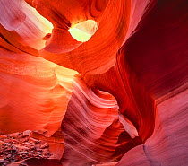 Slot Canyon on the Navajo Reservation, with brilliant eroded patterns in sandstone, Antelope Canyon, Arizona, USA.