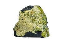 Strunzite, phosphate triclinic-pinacoidal mineral containing hydrogen, iron, manganese, oxygen, and phosphorus against white background