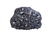 Corundum, crystalline form of aluminium oxide containing traces of iron, titanium, vanadium and chromium, found in Mysore, India on white background