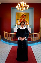 Eqilana Simigaq, the Inuit priest of the Lutheran church in the community of Qaanaaq. Northwest Greenland. 2019.