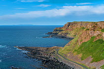 Giant&#39;s Causeway at Grand Causeway and Port Noffer Bay. County Antrim, Northern Ireland, UK. June 2020.