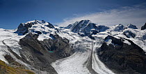 Gorner Glacier below Monte Rosa. Zermatt, Valais, Switzerland. September 2019.