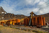 Rusty vats used to cook blubber and store oil at Grytviken, the largest former whaling station on South Georgia. November 2017.