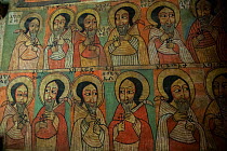 Painted mural in sanctum of Debre Sina Orthodox Church. Near Gorgora, Ethiopia. 2018.