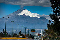 Cotopaxi Volcano, an active volcano which errupted in mid August 2015. Intermittent explosions continue with the release of gas, steam and ash. Cotopaxi National Park, Avenue of the Volcanoes, Andes,...