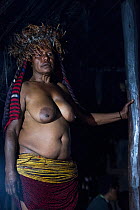 Dani tribe woman, Budaya village, Suroba, Trikora Mountains, West Papua, Indonesia. March 2018.