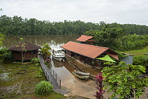 Buildings of the Rour'Attitude ecolodge on Oyak River. Roura, French Guiana. 2015.