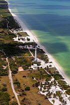 Aerial view of lighthouse, El Palmar, Yucatan Peninsula, Mexico, May