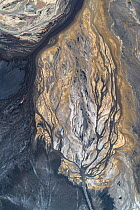 Aerial view of ash pond near city of Lodz, Poland. After coal is burned in power plants, the waste ash is mixed with water and pumped through pipelines into sludgy lagoons commonly known as ash ponds....