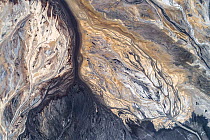Aerial view of ash pond near city of Lodz, Poland. After coal is burned in power plants, the waste ash is mixed with water and pumped through pipelines into sludgy lagoons commonly known as ash ponds....