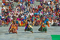 Black Hat Dance at Thimphu Tsechu Festival. Cham, or Masked dance. Bhutan. September 2013.