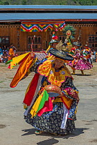 Black Hat dance. Haa Tsechu festival at the &#39;white chapel&#39;. Cham, or Masked dance. Bhutan. September 2013.