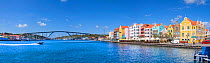 The Koningin Julianabrug and the scenic Punda side of Willemstad Harbor, Curacao, Lesser Antilles. June 2009. Image stitched.
