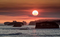 Sunset over The Bay of Martyrs. Bay of Islands Coastal Park, Nullawarre on the Great Ocean Road, Victoria, Australia. May, 2015