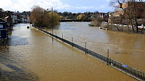 Flooding caused by the River Severn after Storm Ciara and Storm Dennis, which lead to the wettest February recorded in the UK, 2020.
