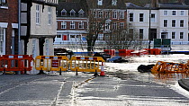 Streets partially submerged underwater due to the River Severn breaking its banks after Storm Ciara and Storm Dennis which caused the wettest February recorded in the UK, 2020.