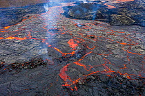 Aerial view of one of the main lava flows at the eruption site of the Fagradalsfjall volcano, Iceland, 1 April 2021