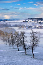 Milborne Port in the snow and the mist, Somerset, England, UK. January 2021.