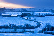 Kingsbury farm, Milborne Port in the snow, Somerset, England, UK. January 2019.