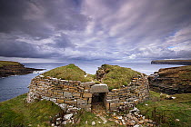 The Broch of Borwick, an Iron Age dwelling, west coast of Mainland, Orkney Isles, Scotland. October 2020.