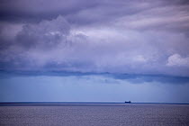 Tanker of South Ronaldsay heading for Scapa Flow, Orkney Isles, Scotland. October 2020.