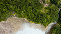 Aerial shot ascending over Boiling Lake, the second largest in the world, Dominica, 2020.