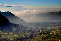 Village of Cemoro Lawang close to the rim of the caldera known as the sand sea, Bromo Tengger Semeru National Park, Java, Indonesia, July, 2013.