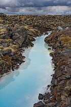 Blue Lagoon Geothermal area, near Blue Lagoon spa at Svartsengi, Reykjanes Peninsula, Iceland. June 2021.